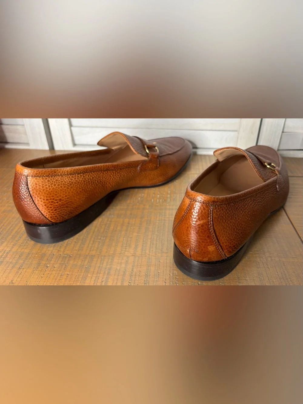 3DM Lifestyle Lorenzo Cognac Brown Pebble Grain Leather Bit Loafers US Men's 11